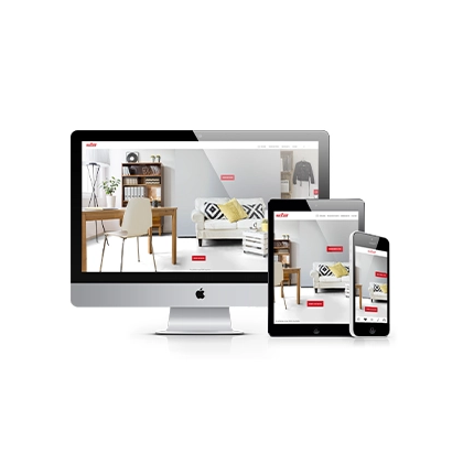 Responsive Darstellung der Bodenstudio-Website auf Desktop, Tablet und Smartphone.